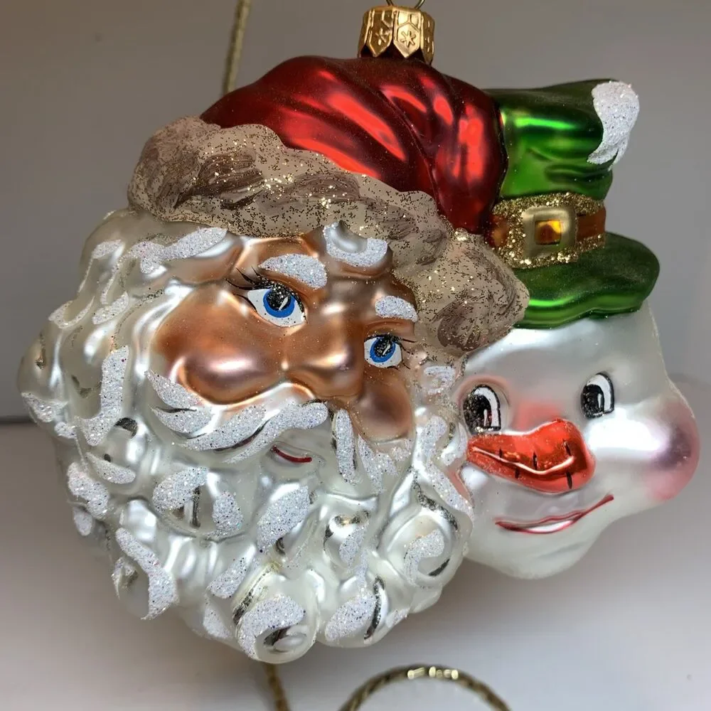 Glass Christmas Ornament Poland Santa Claus Snowman Holiday 5” Decoration